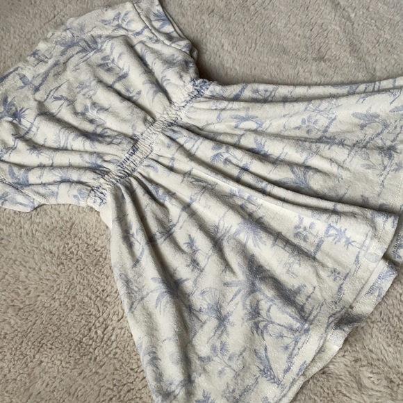 Zara | White & Blue Palm Tree Print Terry Cloth Dress | 7 - Picture 6 of 9